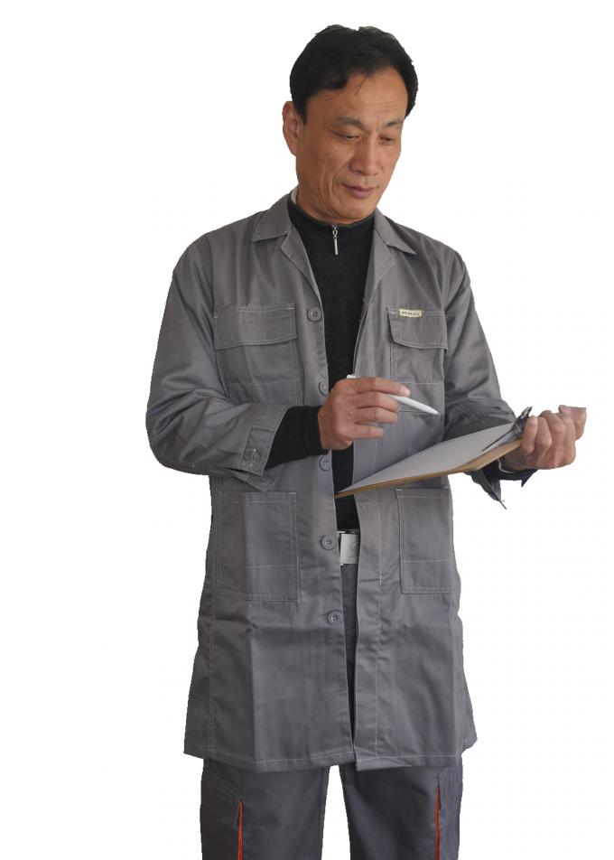 Comfort Long Navy Blue Lab Coat Back Vented For Engineering Or