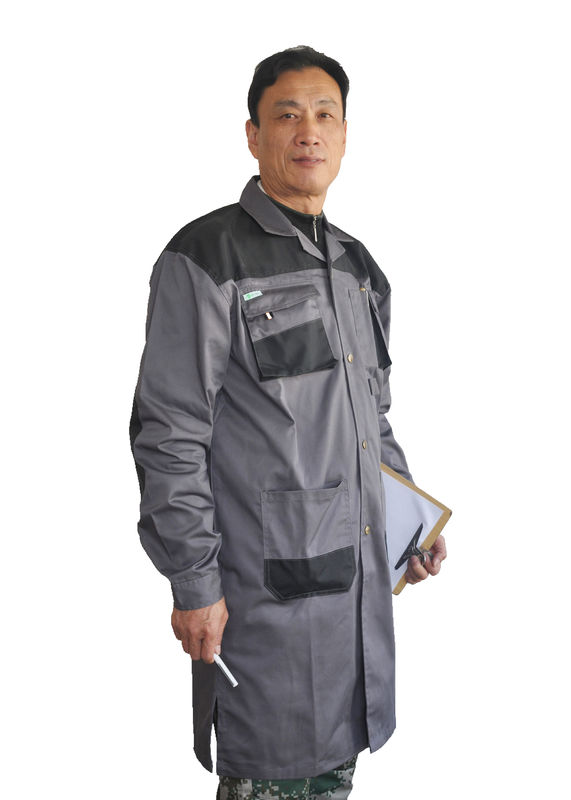 100% Cotton Twill Contrasted Mens Work Coats For For Engineering / Warehouse Worker