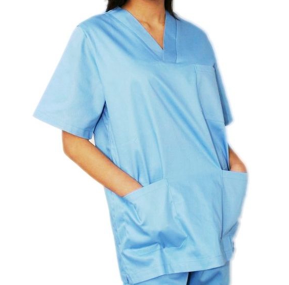 V Neck Tops Medical Work Uniforms Short Sleeves With Two Bottom Angled