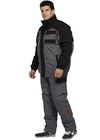 Gery / Black Mens Winter Work Coveralls With Reflective Tape 65% Poly 35% Cotton 260gsm