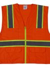 Soft Orange Construction Worker Vest Breathable Hi Vis Vest With Zipper