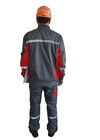 Grey / Red Industrial Work Uniforms Good Colour Stability With Reflective Tape
