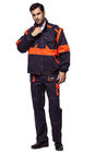 100% Cotton Fabric Industrial Work Uniforms With Orange Detachable Sleeves