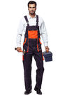 100% Cotton Fabric Winter Bib Pants / Work Bib And Brace With Contrast Color Orange
