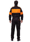 100% Cotton Heavy Duty Overalls With Decorated Orange Contrast Stitching
