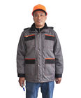 Gery / Black Waterproof Winter Work Coats Anti Pilling Storm Pockets With Flap