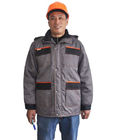 Two Tone Safety Heavy Duty Winter Work Jacket With Storm Pockets And Padding Hood