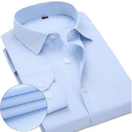 White / Blue Mens Business Casual Shirts Quick Dry With Pilling Resistance