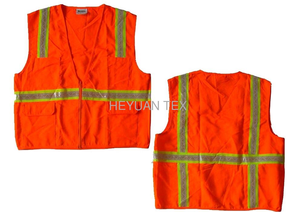 Unisex Safety High Visibility Work Vest With PVC Tape And Knitted Fabric