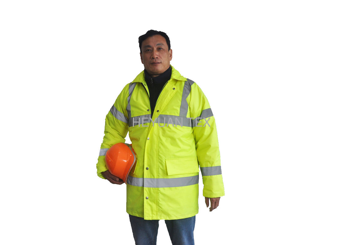 High Visibility Winter Work Jackets , Heavy Duty 300D Oxford Reflective Winter Jackets 