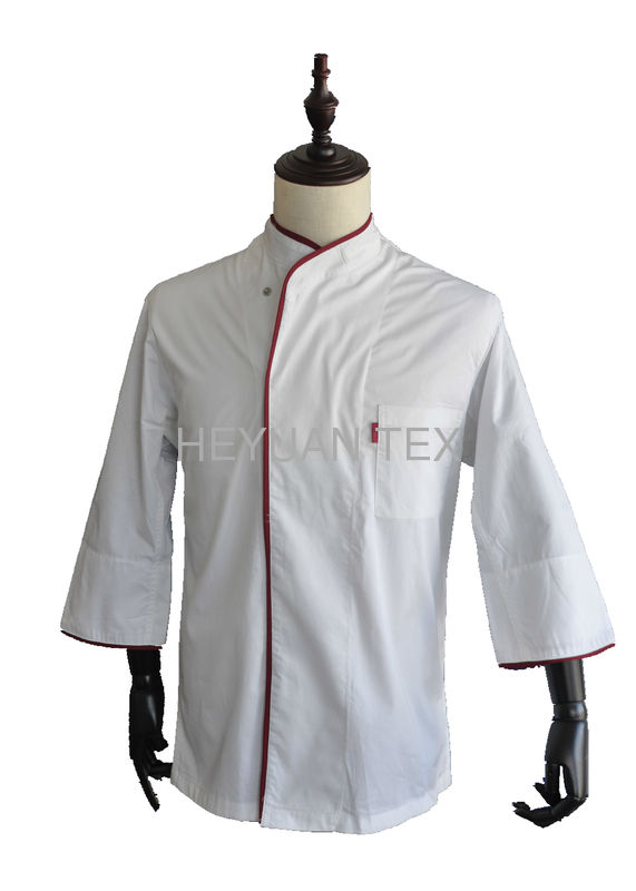 Concealed Press Buttons Chef White Jacket Anti Pilling Windbreak For Restaurant