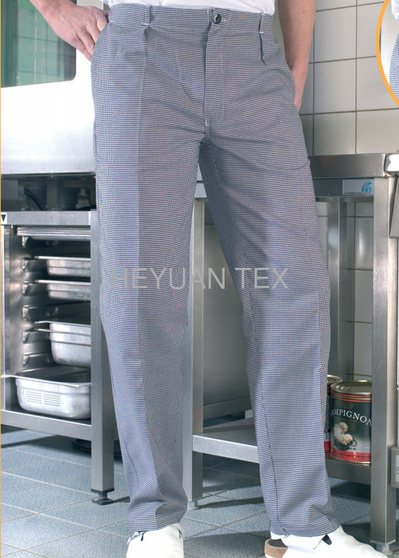 Pilling Resistance Restaurant Work Wear Soft Striped Fabric Chefs Trousers
