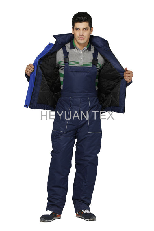 Contrast Navy / Royal Winter Bib Pants 100% Polyester Material With Padding