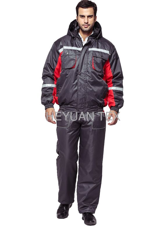 100% Polyester Oxford Mens Winter Work Clothes Wind Resistant Jacket And Bibpants