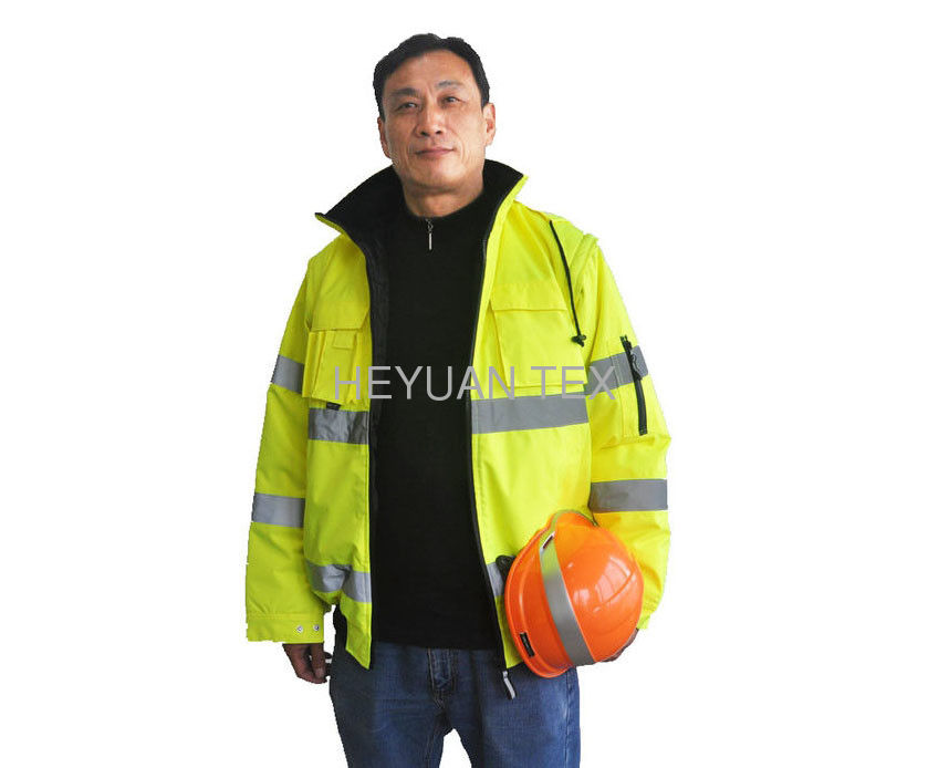 300D Oxford Mens Hi Vis Waterproof Bomber Jacket With Stain Resistant PU Coated