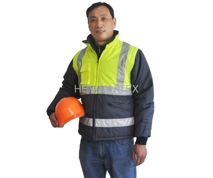 Short Industrial Work Jackets Reversible Comfortable Hi Vis Winter Bomber Jacket 