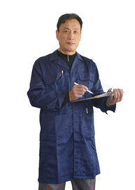 Comfort Long Navy Blue Lab Coat Back Vented For Engineering Or Warehouse Work